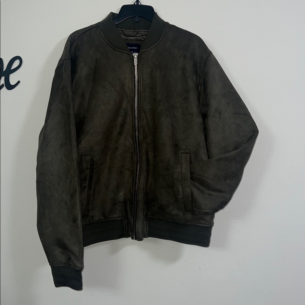 Abercrombie & Fitch Olive suede bomber Jacket.